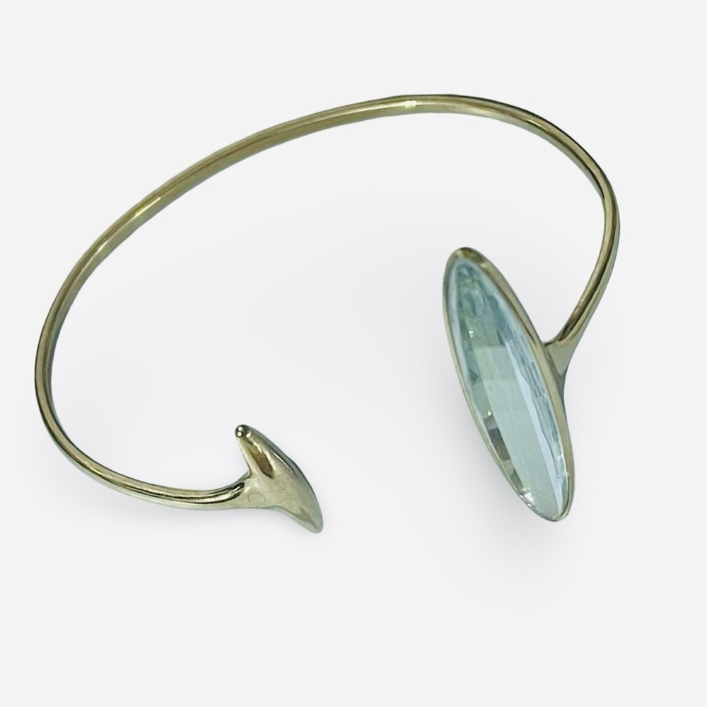 Vintage 90s Calvin Klein Slim Gold Large Rhinestone Open Bangle
